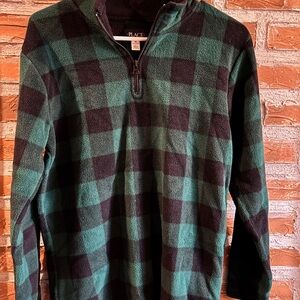 Place kid XXL Green and Black Buffalo Plaid Zip-Up Sweater